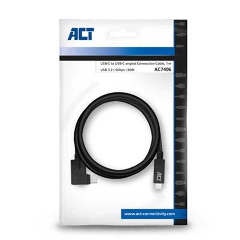 ACT | USB-C to USb-C Angled Connection Cable, 1m