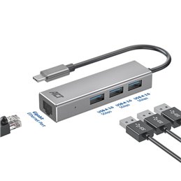 ACT USB-C hub 3.0, 3x USB-A, Gigabit ethernet