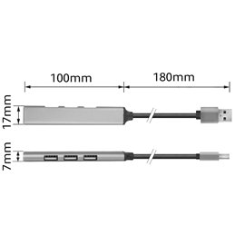 ACT USB-A hub, 3x USB-A 2.0 en 1x USB-A 3.0