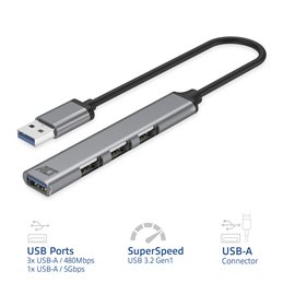 ACT USB-A hub, 3x USB-A 2.0 en 1x USB-A 3.0