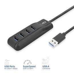 ACT USB-A hub 3.0, 4 poorts USB-A