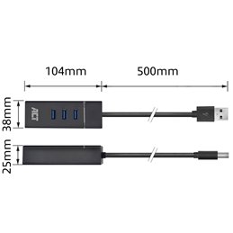 ACT USB hub 3.0, 3 poorts USB-A, Gigabit ethernet