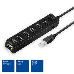 ACT USB hub 7 poorts, aan/uit-schakelaar