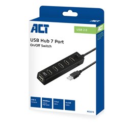 ACT USB hub 7 poorts, aan/uit-schakelaar