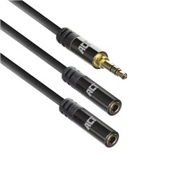 ACT 0,15 meter High Quality audio splitterkabel 3,5 mm stereo jack male - 2x female