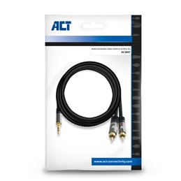 ACT 5 meter High Quality audio aansluitkabel 1x 3,5mm stereo jack male - 2x tulp male