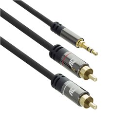 ACT 5 meter High Quality audio aansluitkabel 1x 3,5mm stereo jack male - 2x tulp male