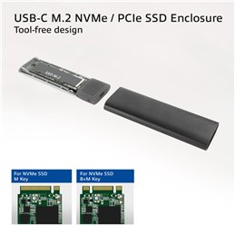 ACT USB-C M.2 NVMe / PCIe SSD Behuizing, tool-free