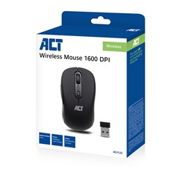 ACT Draadloze muis, USB nano-ontvanger, 1600 dpi, zwart