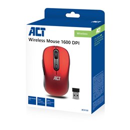 ACT Draadloze muis, USB nano-ontvanger, 1600 dpi, rood