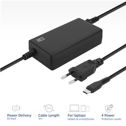 ACT USB-C laptoplader met Power Delivery profielen 65W