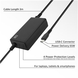 ACT USB-C laptoplader met Power Delivery profielen 65W